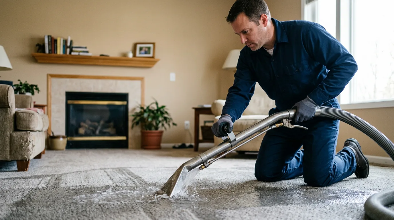 Water damage restoration technician working near Branchville, NJ